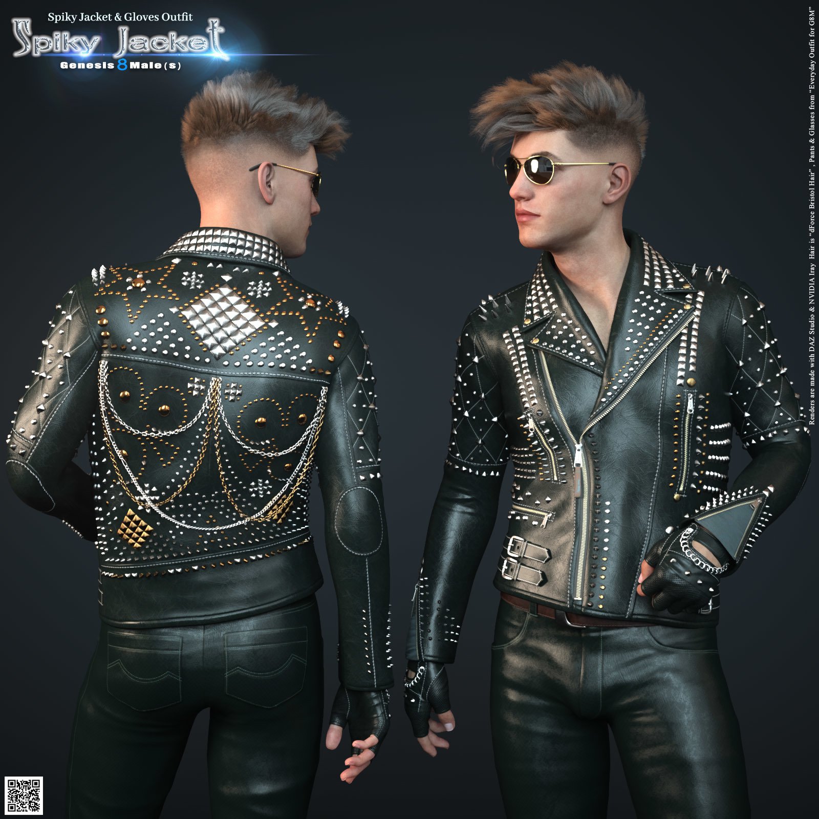 Spiky Jacket for Genesis 8 Male(s)_DAZ3D下载站