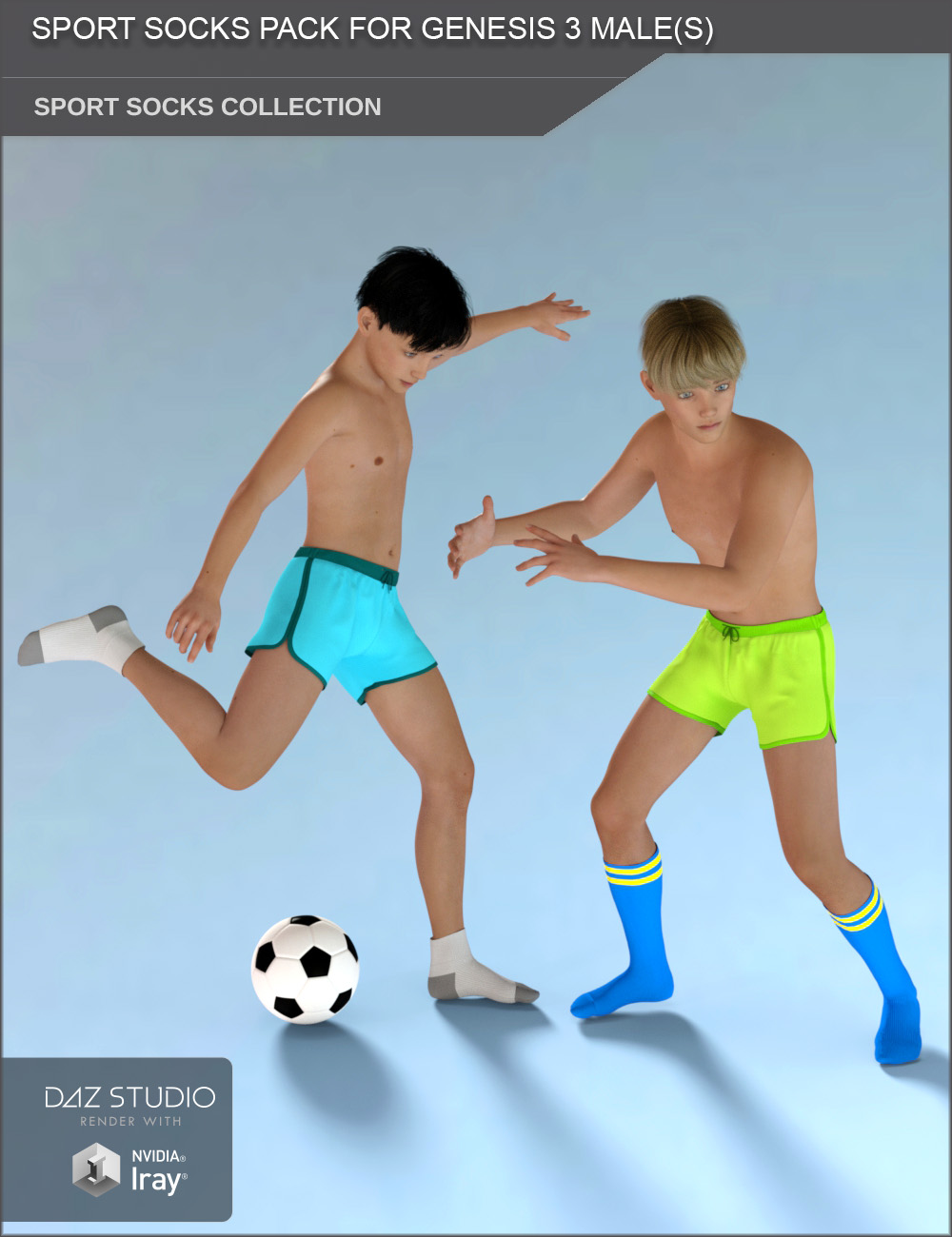 Sport Socks Pack for Genesis 3 Males_DAZ3D下载站