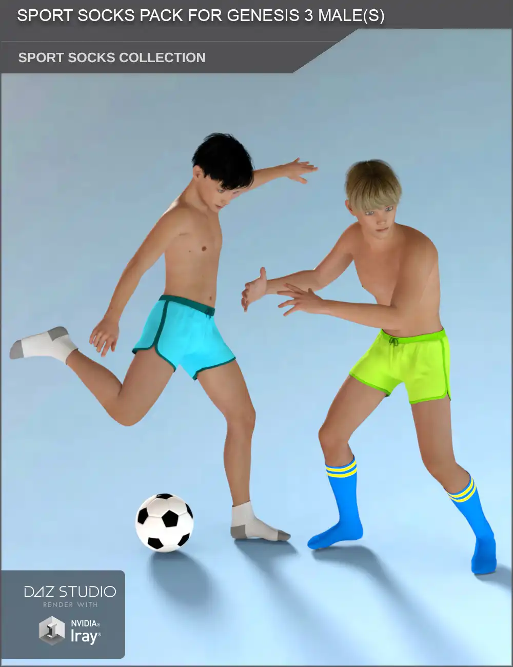 Sport Socks Pack for Genesis 3 Males_DAZ3D下载站