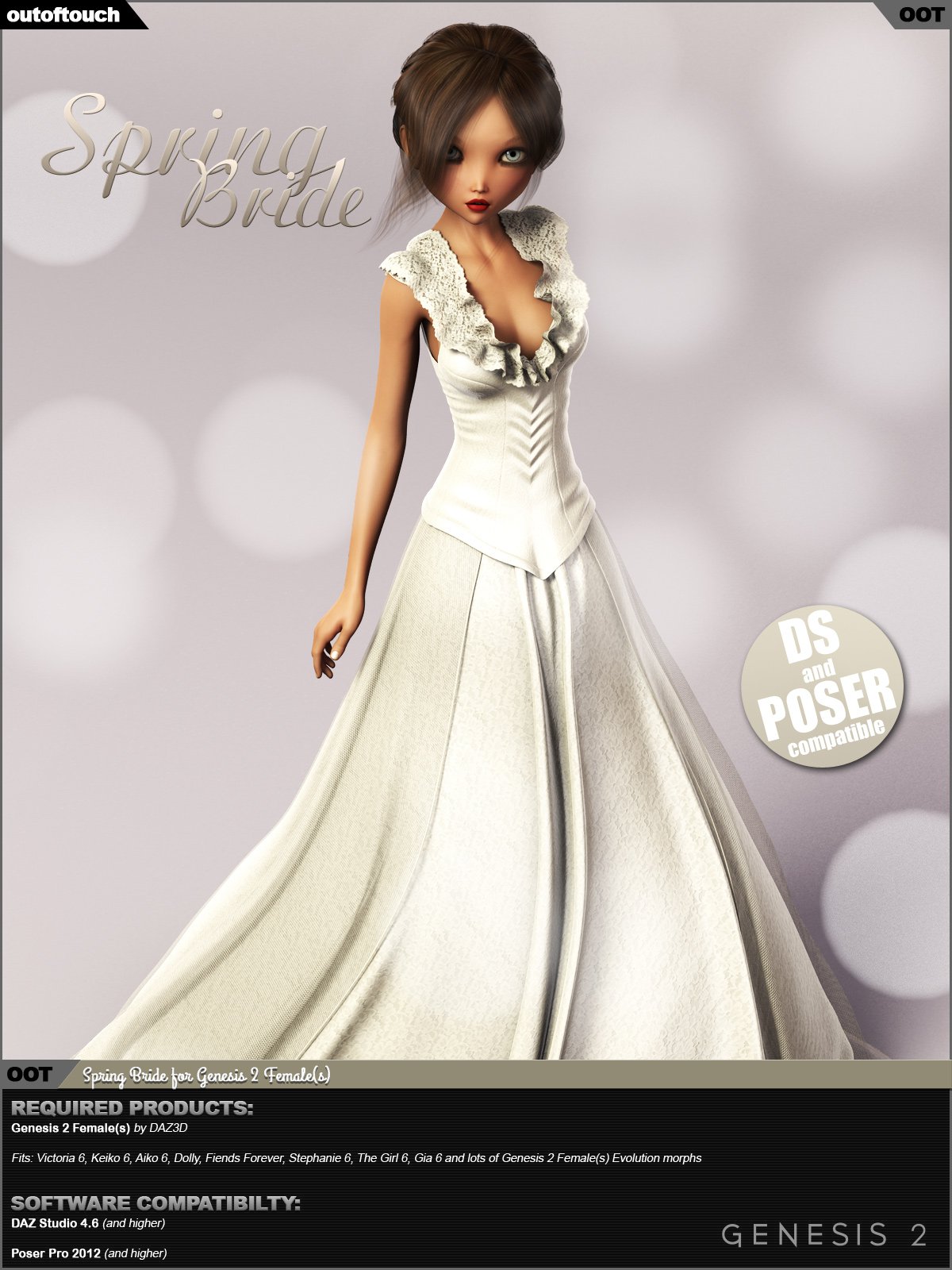 Spring Bride Gown for Genesis 2 Female(s)_DAZ3D下载站