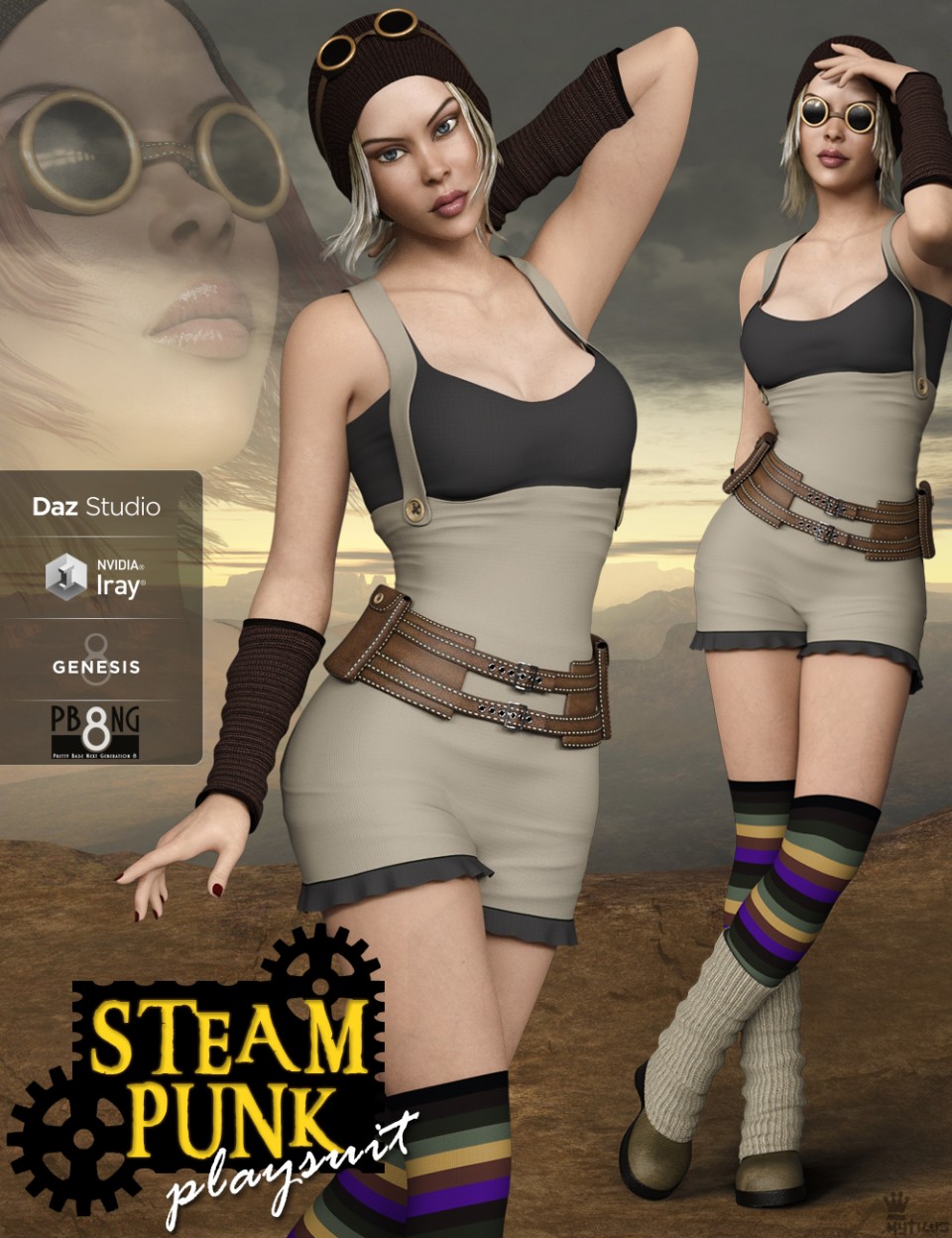 Steampunk Playsuit Outfit Set for Genesis 8 Female(s)_DAZ3DDL