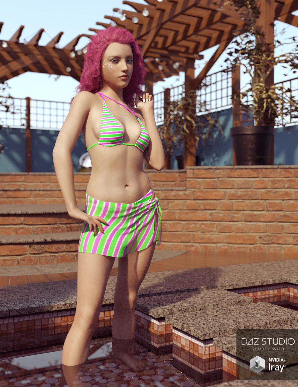 Summer Fun Textures for RealFit Ring Bikini and Wrap_DAZ3D下载站