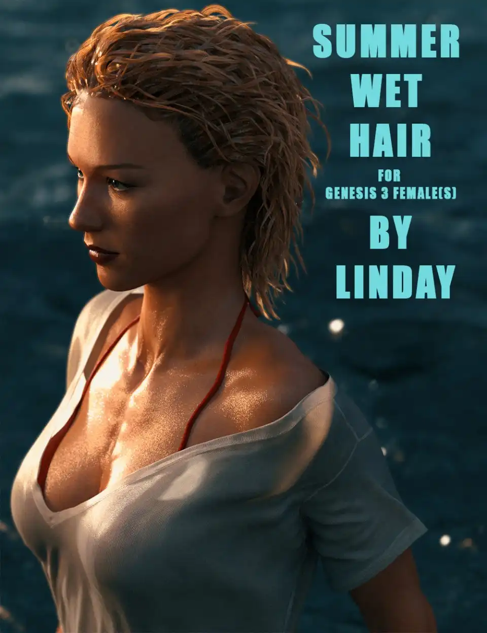 Summer Wet Hair for Genesis 3 Female(s)_DAZ3D下载站