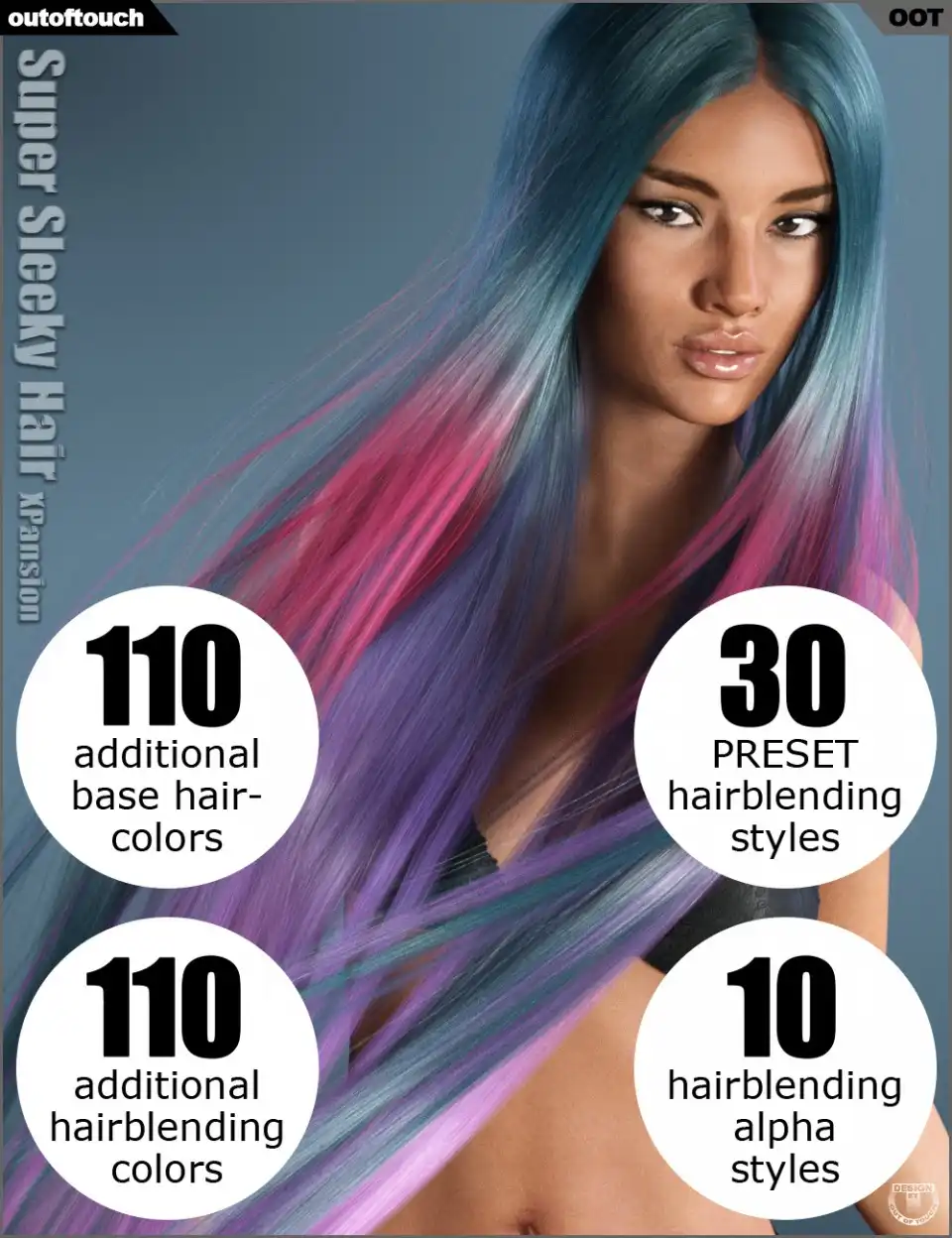 Super Sleeky Hair and OOT Hairblending 2.0 Texture XPansion_DAZ3D下载站