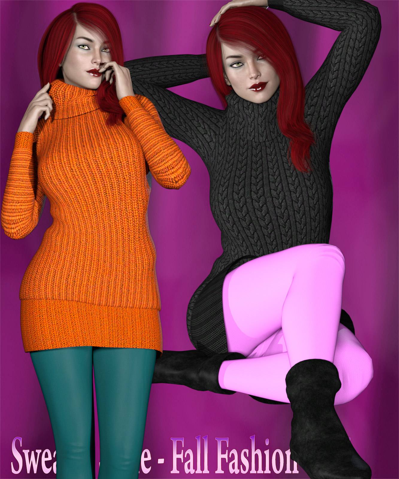 Sweater Style – Fall Fashion G3F_DAZ3D下载站