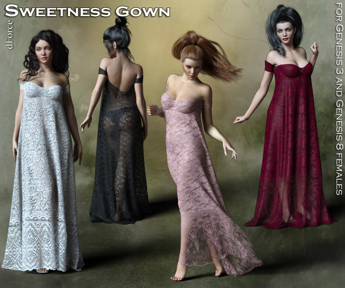 Sweetness dForce Gown G3F G8F_DAZ3D下载站