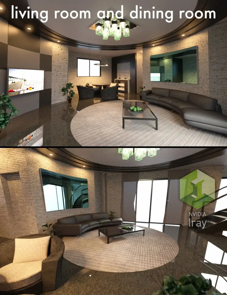 Tesla Living Room and Dining Room_DAZ3D下载站