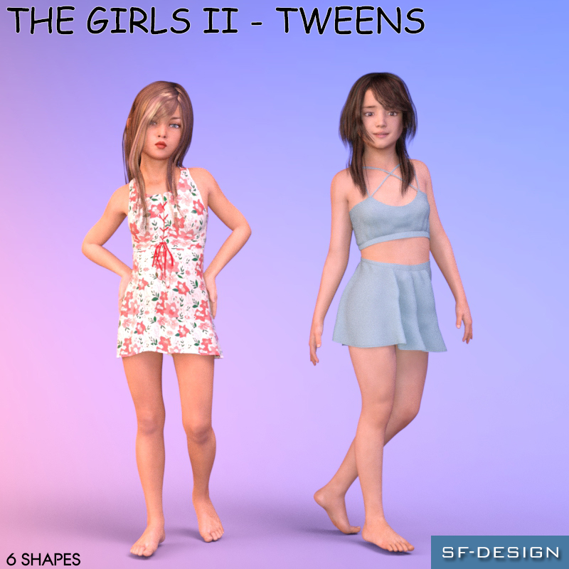 The Girls II – Tweens – Shapes for Genesis 3 Female_DAZ3D下载站