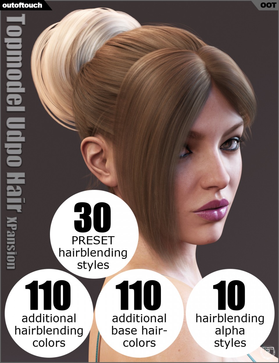 Topmodel Updo Hair and OOT Hairblending 2.0 Texture XPansion_DAZ3D下载站