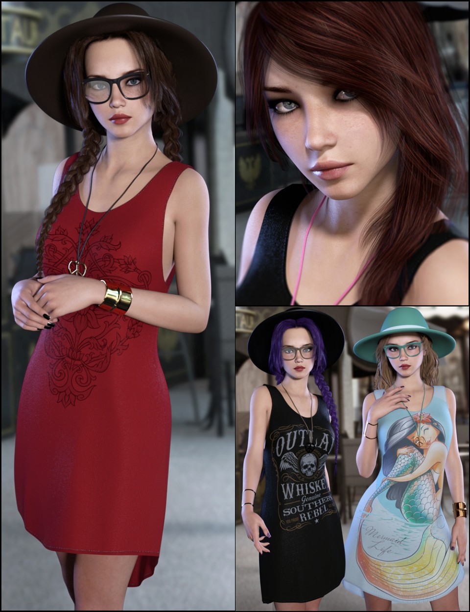 Totally Hipster Bundle – Character, Outfit and Expansion_DAZ3D下载站