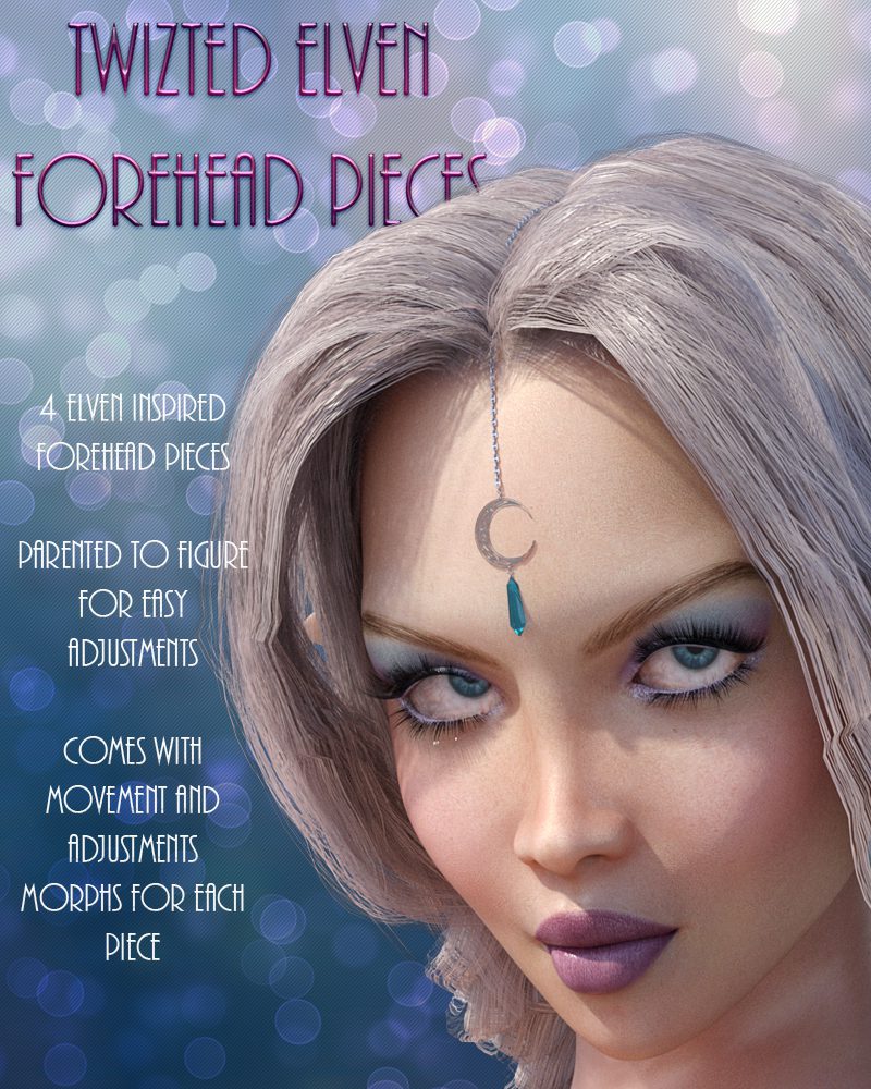 Twizted Elven Forehead Pieces_DAZ3D下载站