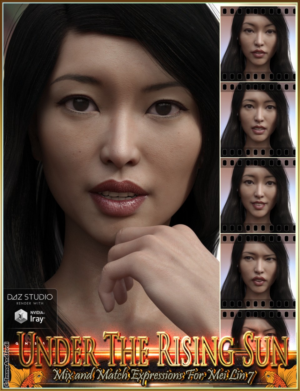 Under The Rising Sun Mix and Match Expressions for Mei Lin 7 and Genesis 3 Female(s)_DAZ3D下载站