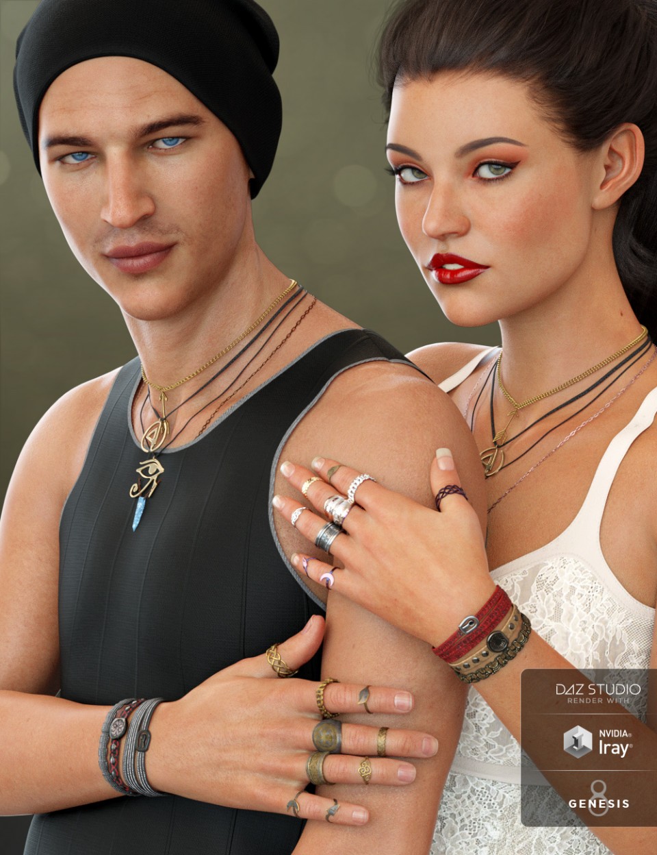 Unisex Jewelry for Genesis 8 Male(s) & Female(s)_DAZ3D下载站