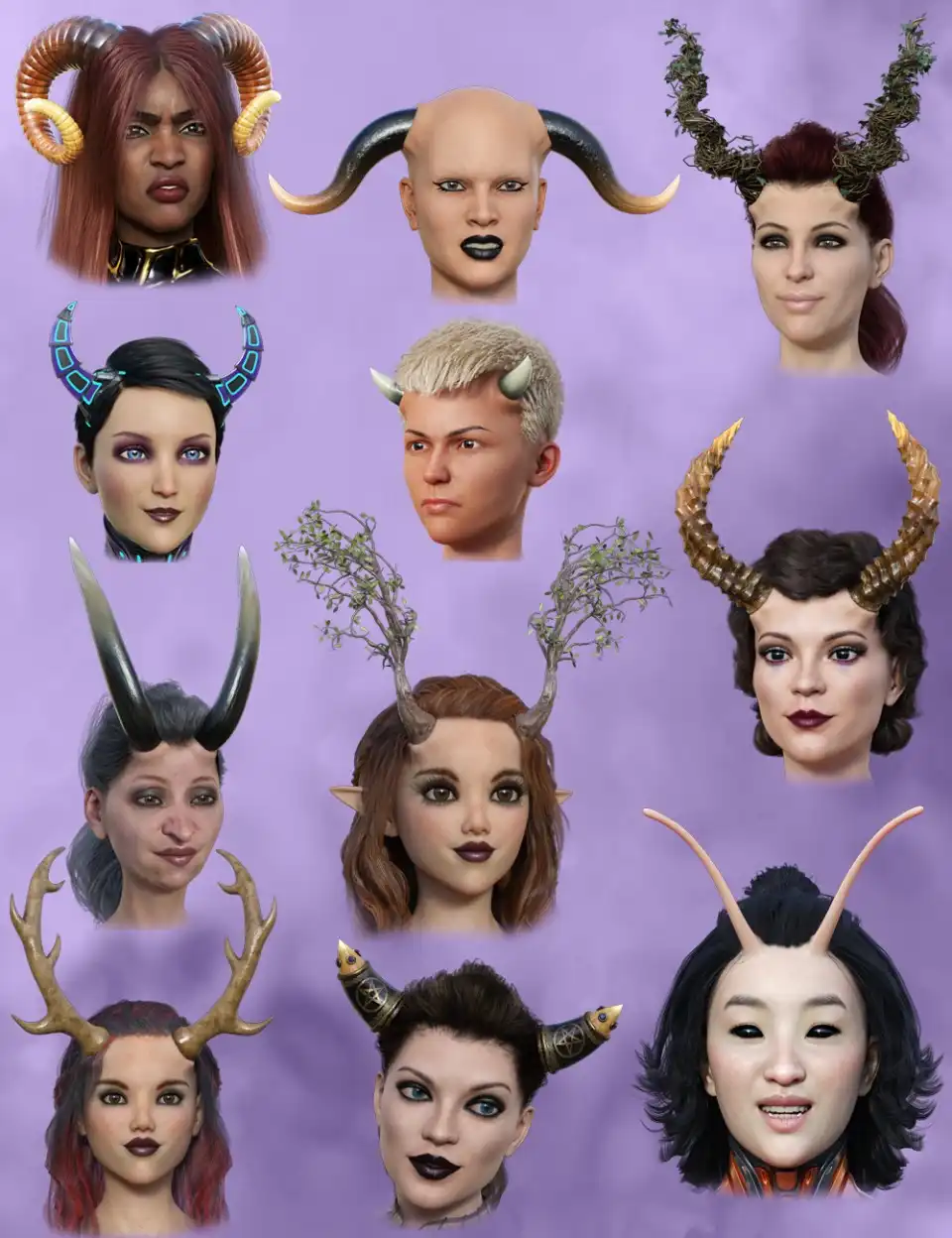 Universal Horns for Genesis 8 Female(s)_DAZ3DDL