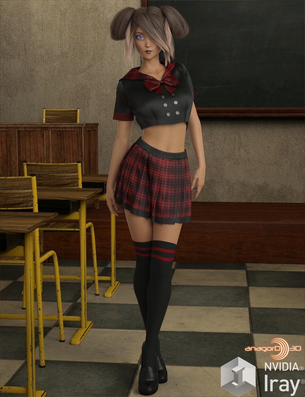 VERSUS – dForce School Uniform for Victoria 8_DAZ3D下载站