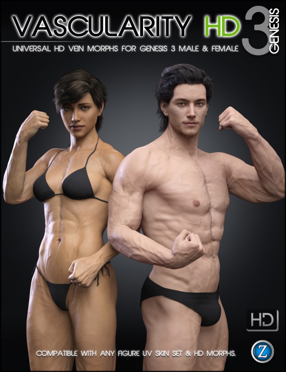 Vascularity HD for Genesis 3 Female(s) and Genesis 3 Male(s)_DAZ3D下载站