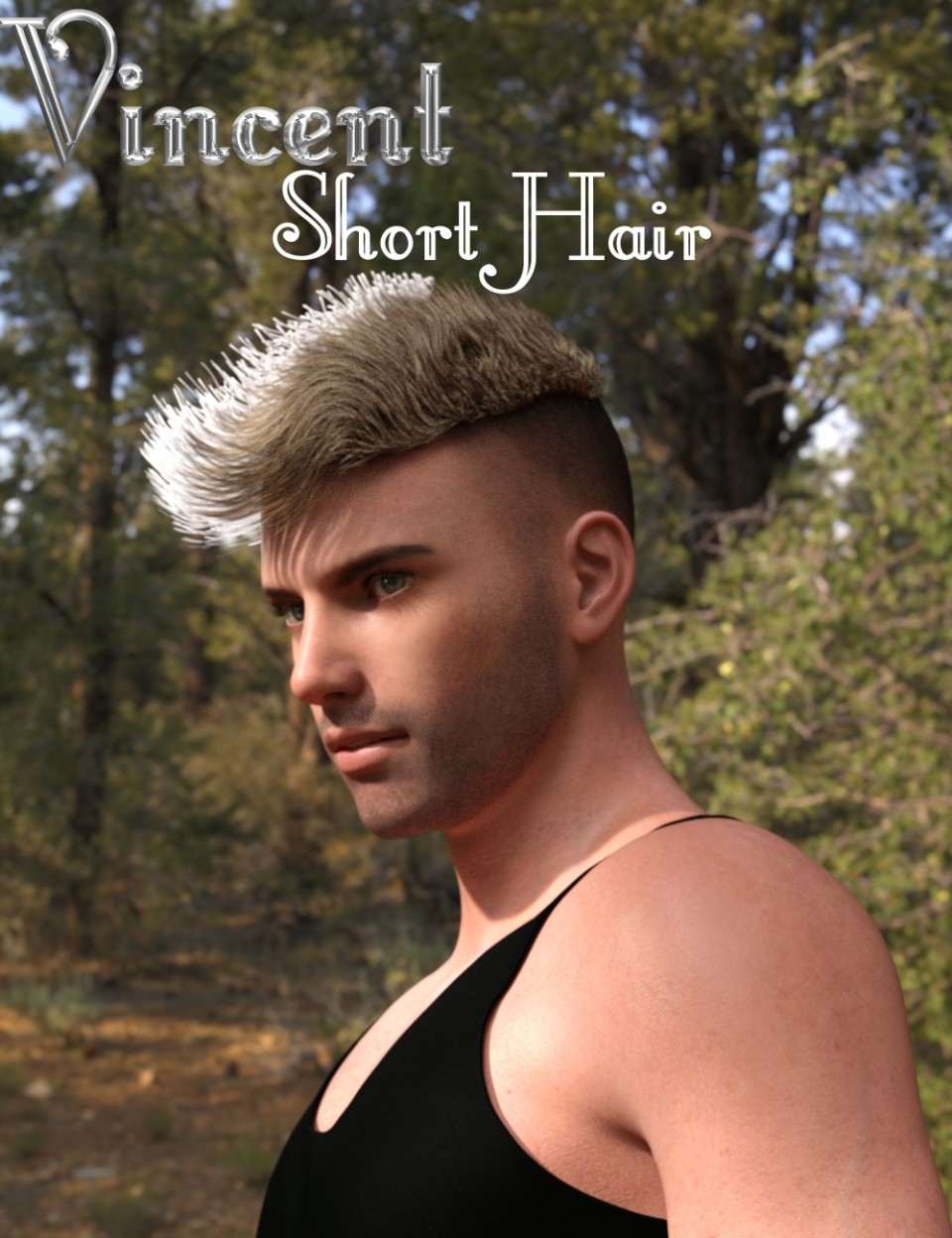 Vincent Short Hair for Genesis 3 Male(s)_DAZ3D下载站