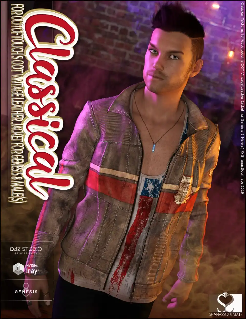 Vintage Leather Jacket Classical Textures_DAZ3DDL