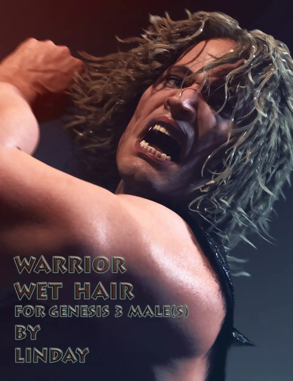 Warrior Wet Hair for Genesis 3 Male(s)_DAZ3D下载站