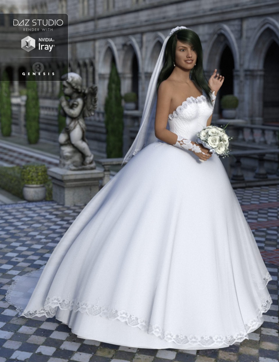 Wedding Dress for Genesis 3 Female(s)_DAZ3D下载站