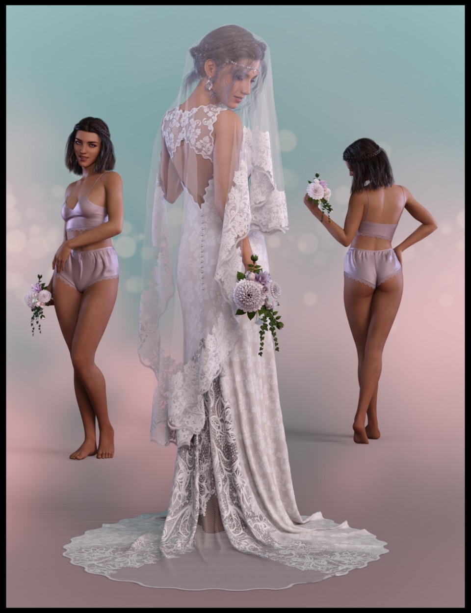 White Wedding dForce Ready Poses for Genesis 8 Female_DAZ3D下载站