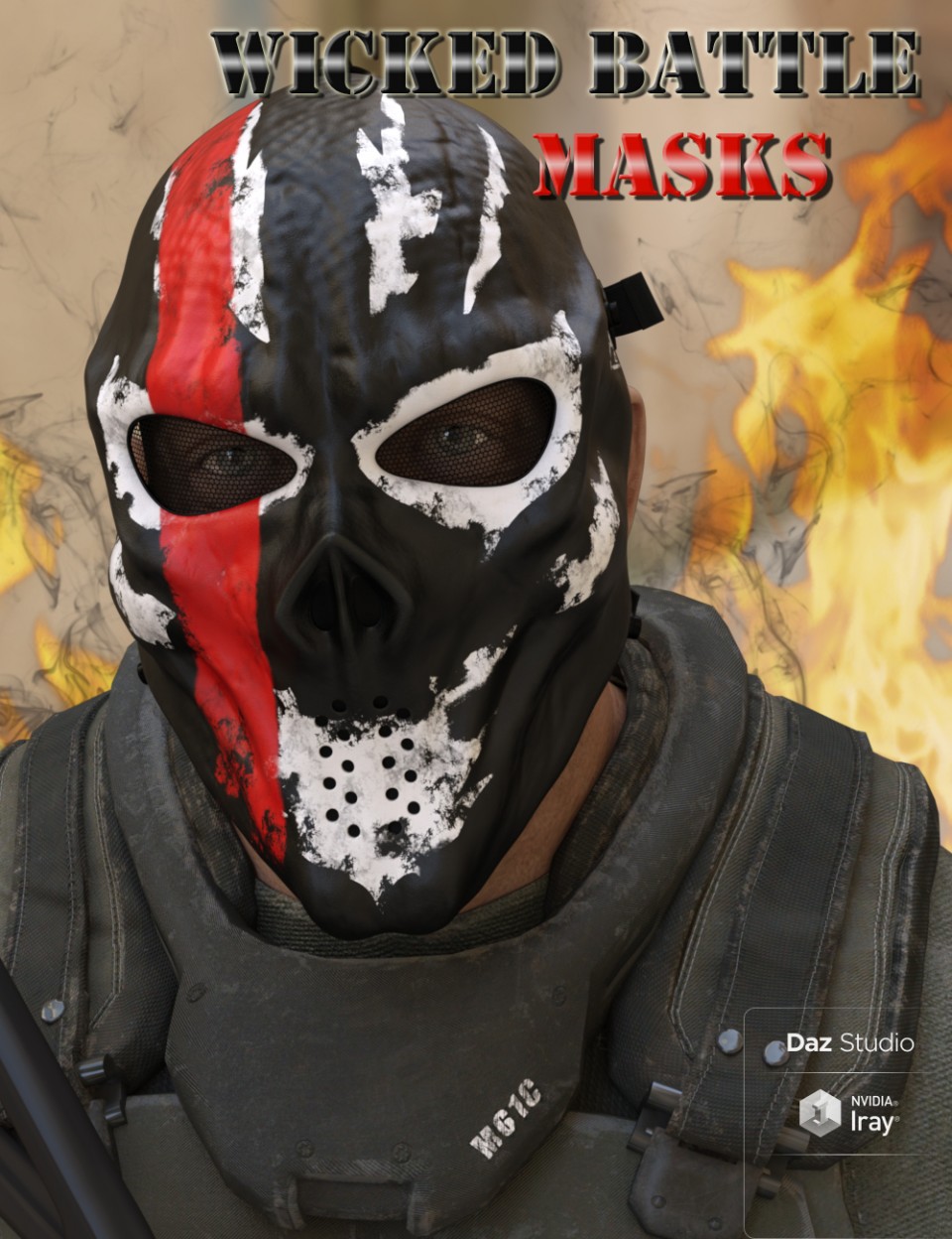 Wicked Battle Masks for Genesis 2, 3 and 8 Male(s)_DAZ3DDL