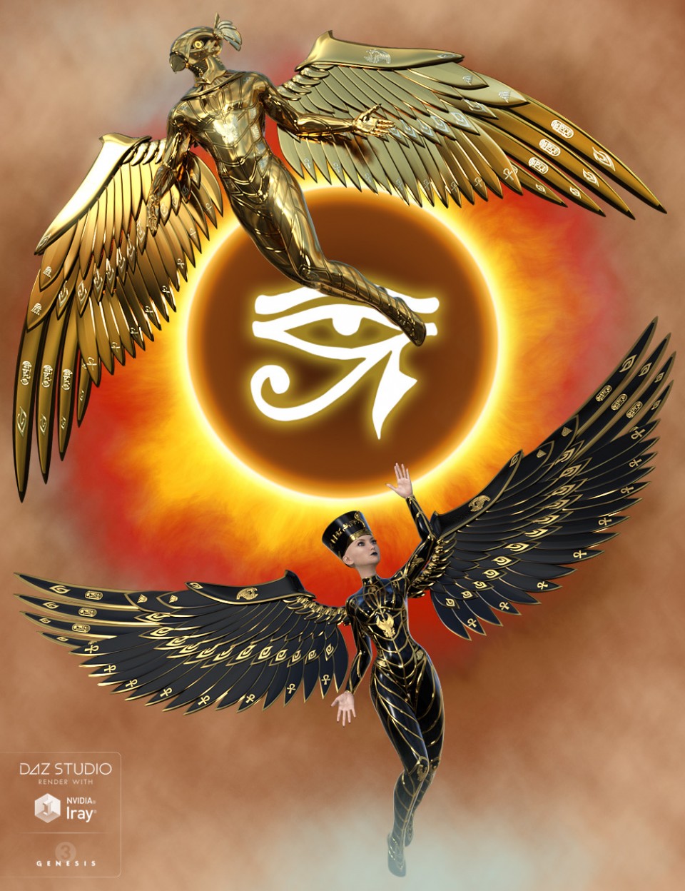 Wings of Horus for Genesis 3_DAZ3D下载站