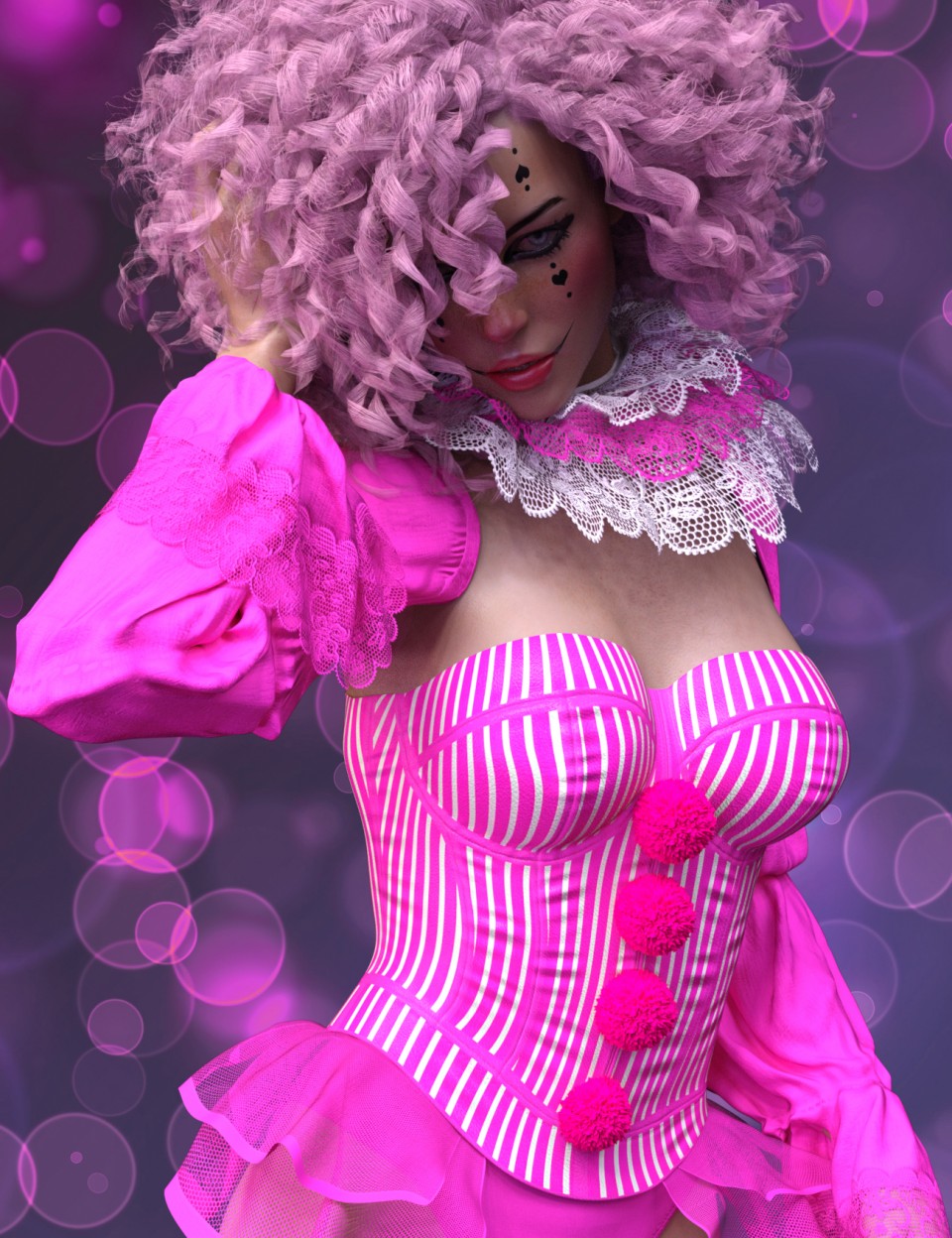 X-Fashion Clown Costume for Genesis 8 Female(s)_DAZ3D下载站