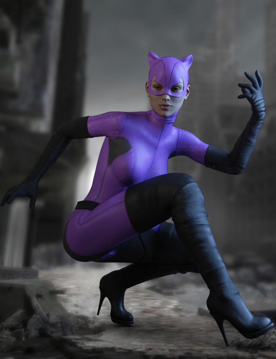 X-Fashion Kitty Girl Outfit for Genesis 3 Female(s)_DAZ3D下载站