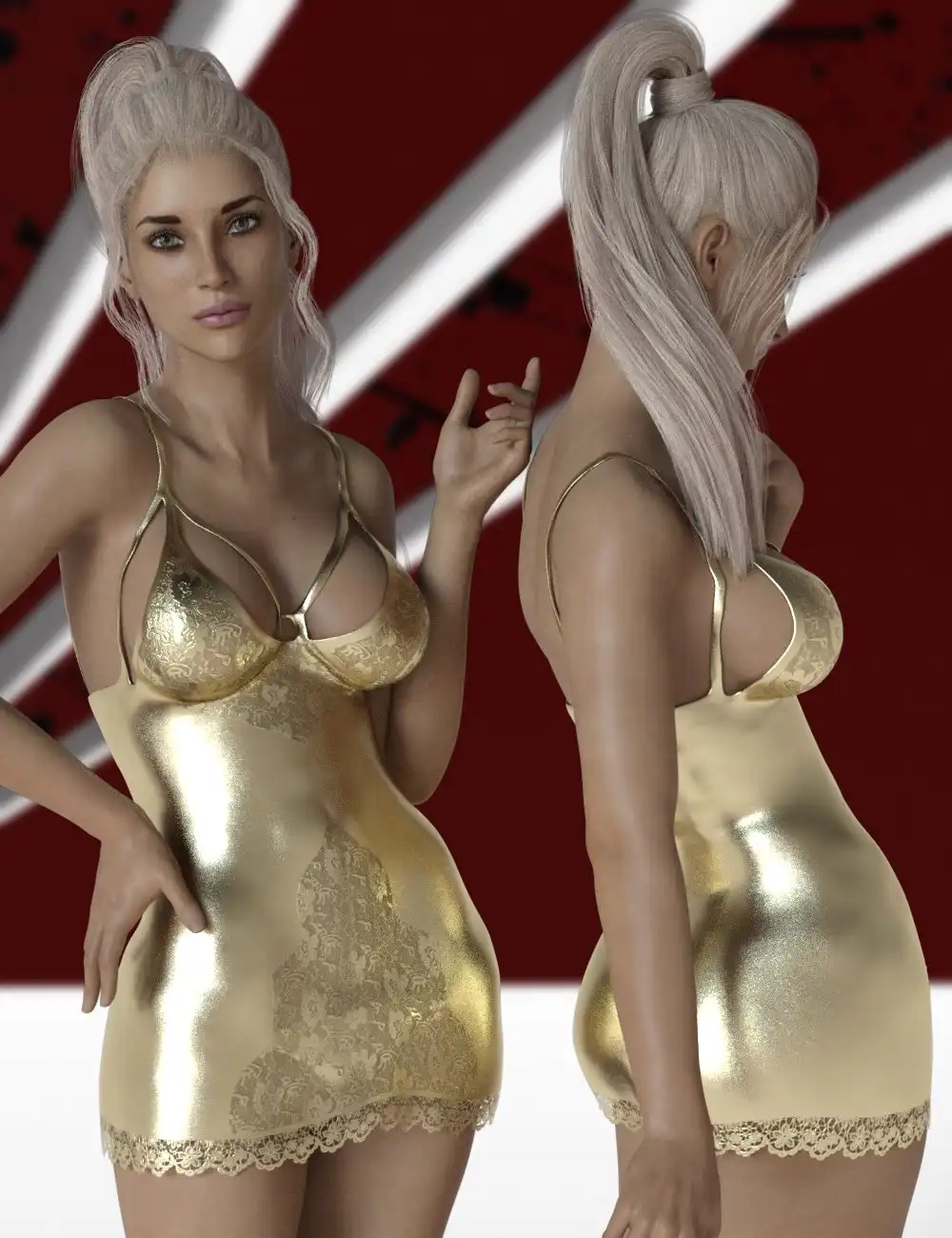 X-Fashion Lace Babydoll + Textures for Genesis 3 Females_DAZ3DDL