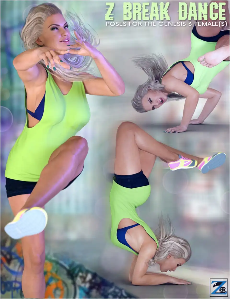 Z Break Dance – Poses for the Genesis 3 Female(s)_DAZ3DDL
