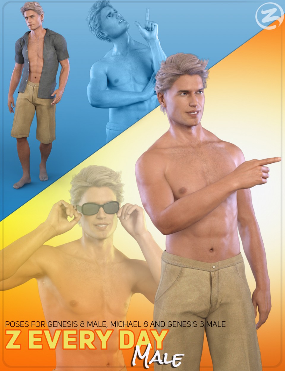 Z Everyday Male – Poses for Genesis 3 Male, Genesis 8 Male and Michael 8_DAZ3D下载站