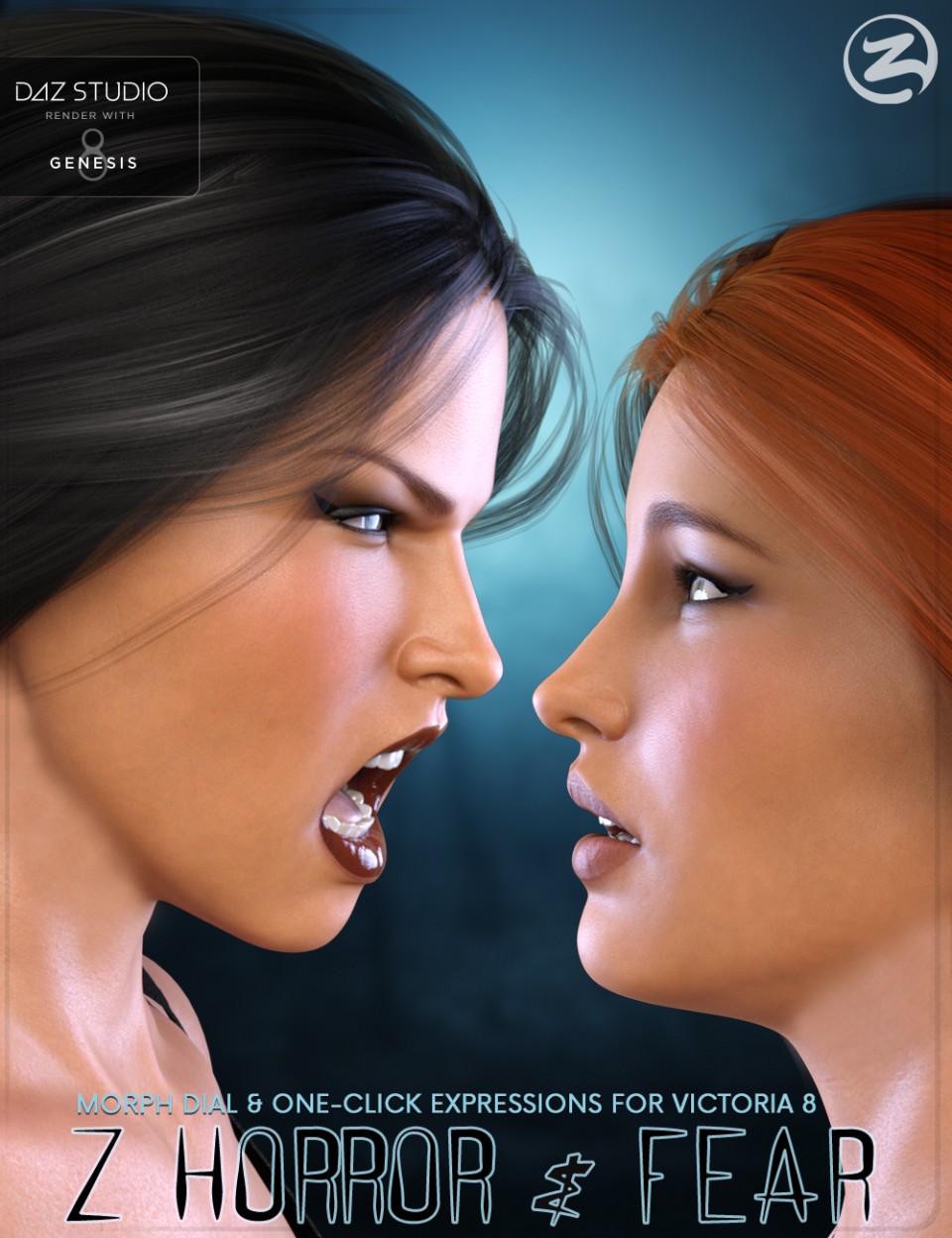 Z Horror and Fear – Dialable and One-Click Expressions for Victoria 8_DAZ3D下载站