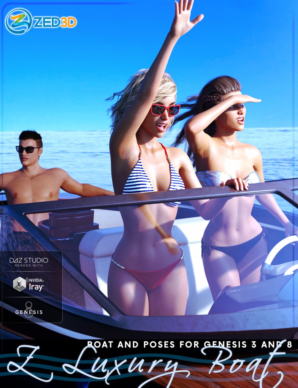 Z Luxury Boat and Poses for Genesis 3 and 8_DAZ3DDL