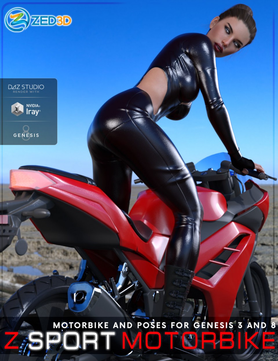 Z Sport Motorbike and Poses for Genesis 3 and 8_DAZ3DDL