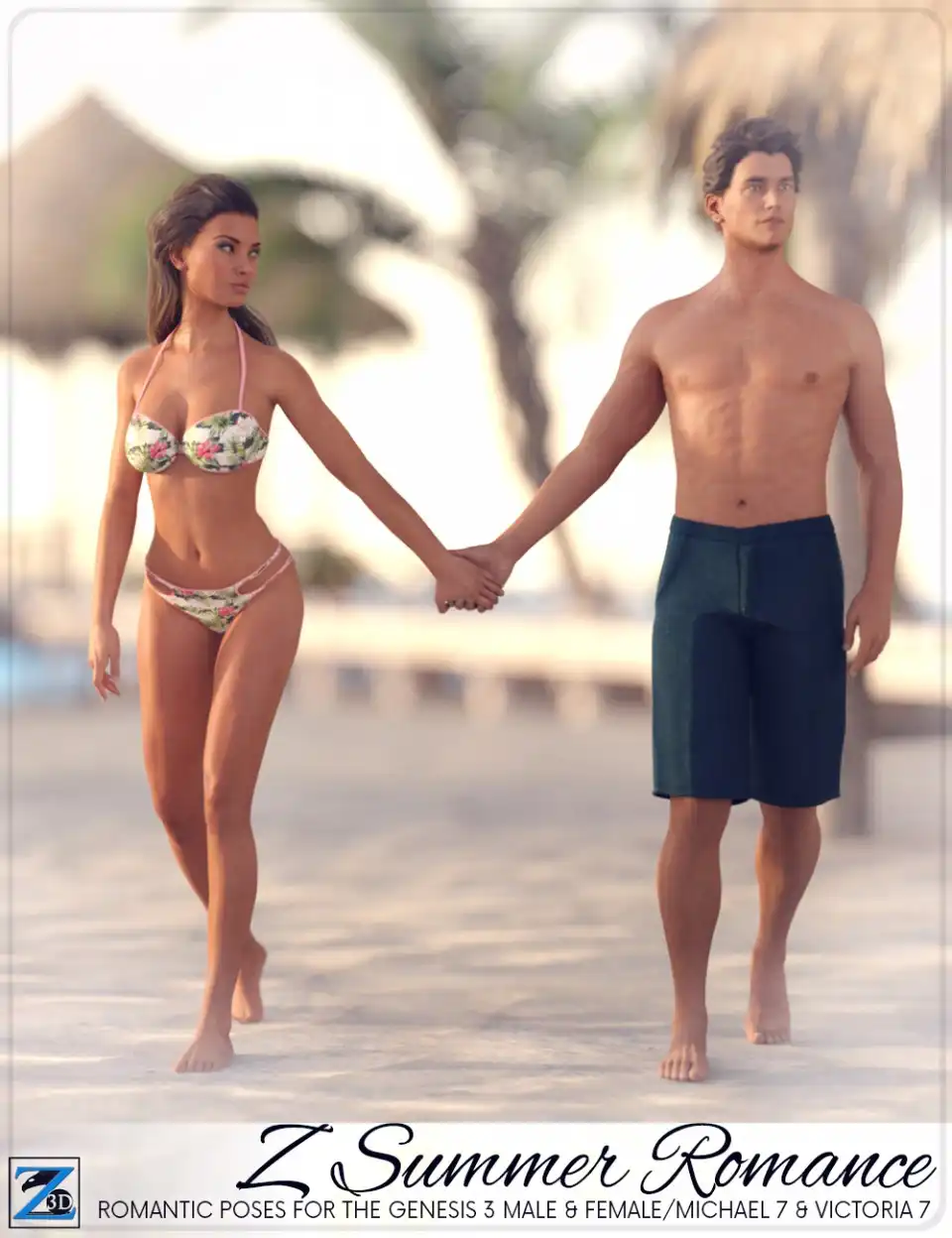 Z Summer Romance – Poses for Genesis 3 Male & Female – Michael 7 & Victoria 7_DAZ3D下载站