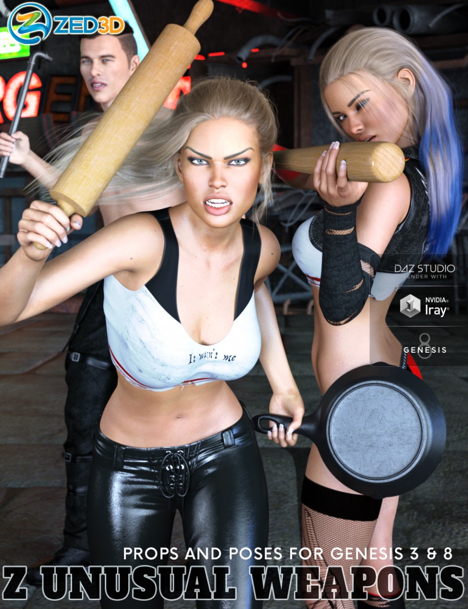 Z Unusual Weapons and Poses with Partials for Genesis 3 and 8_DAZ3D下载站