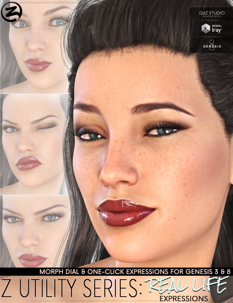 Z Utility Series: Real Life Expressions for Genesis 3 and 8 Female_DAZ3DDL