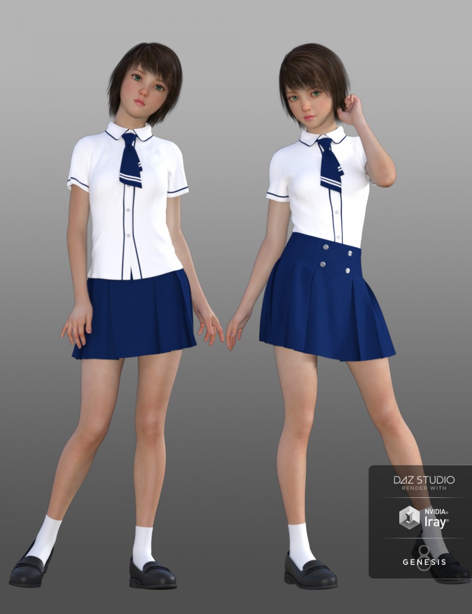 dForce CB School Uniforms for Genesis 8 Female(s)_DAZ3D下载站