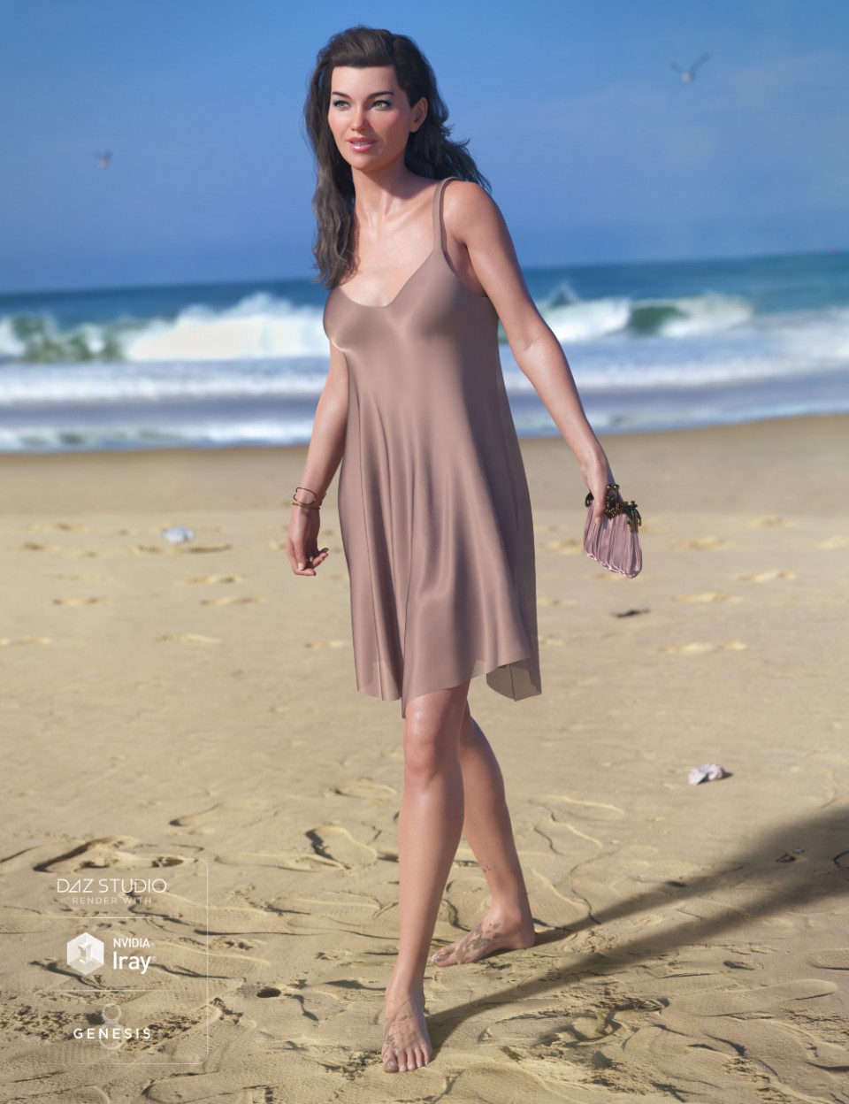 dForce Chiffon Slip Dress for Genesis 8 Female(s)_DAZ3D下载站
