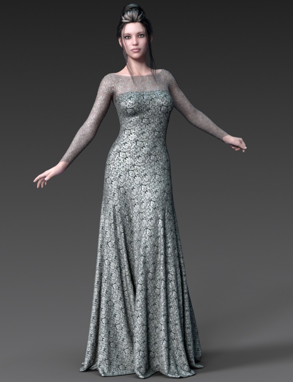 dForce Gossamer Grace Dress for Genesis 8 Female(s)_DAZ3D下载站