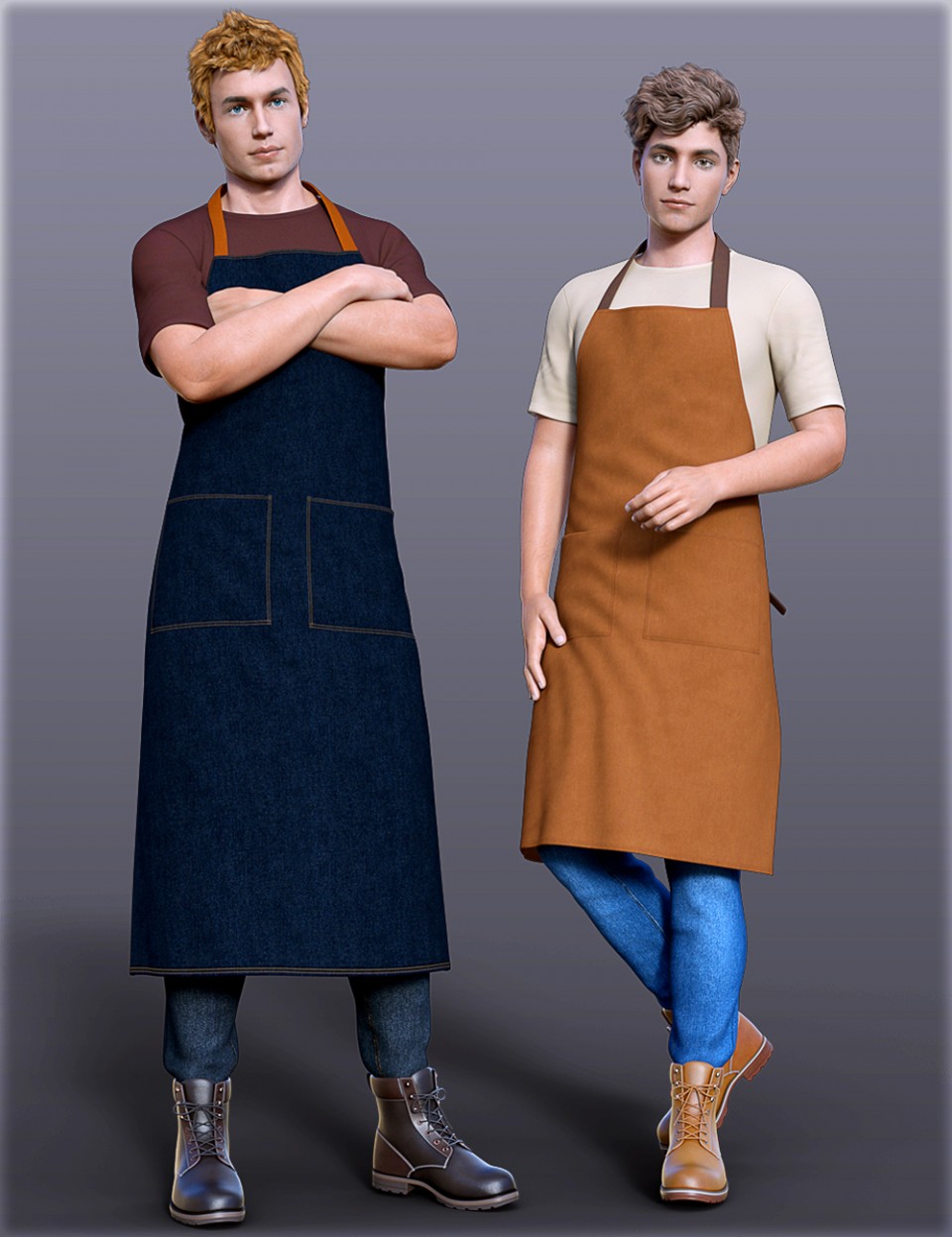 dForce H&C Apron and Casual Outfit for Genesis 8 Male(s)_DAZ3D下载站