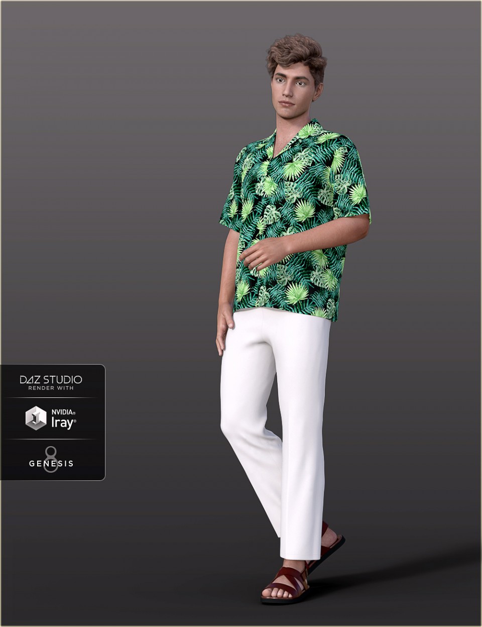 dForce H&C Hawaiian Shirts Outfit for Genesis 8 Male(s)_DAZ3D下载站
