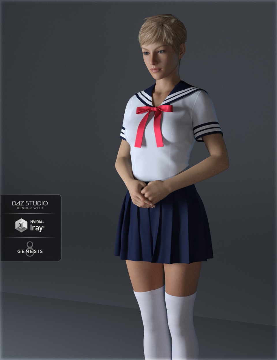 dForce H&C School Uniform for Genesis 8 Female(s)_DAZ3D下载站