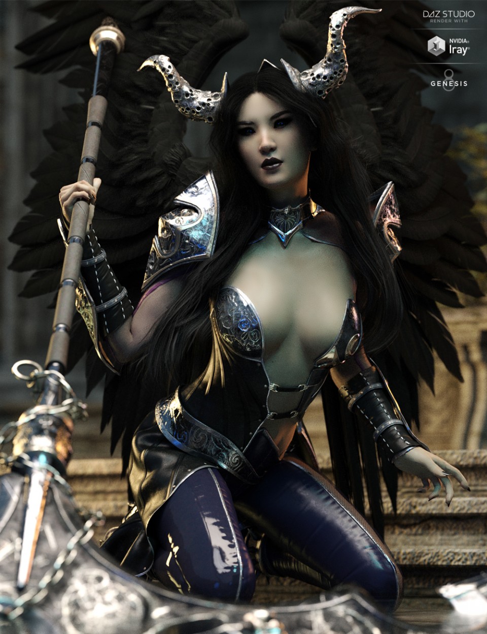 dForce Hellen Outfit and Weapons for Genesis 8 Female(s)_DAZ3D下载站