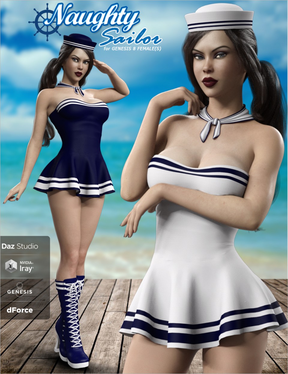 dForce Naughty Sailor Outfit Set for Genesis 8 Female(s)_DAZ3DDL