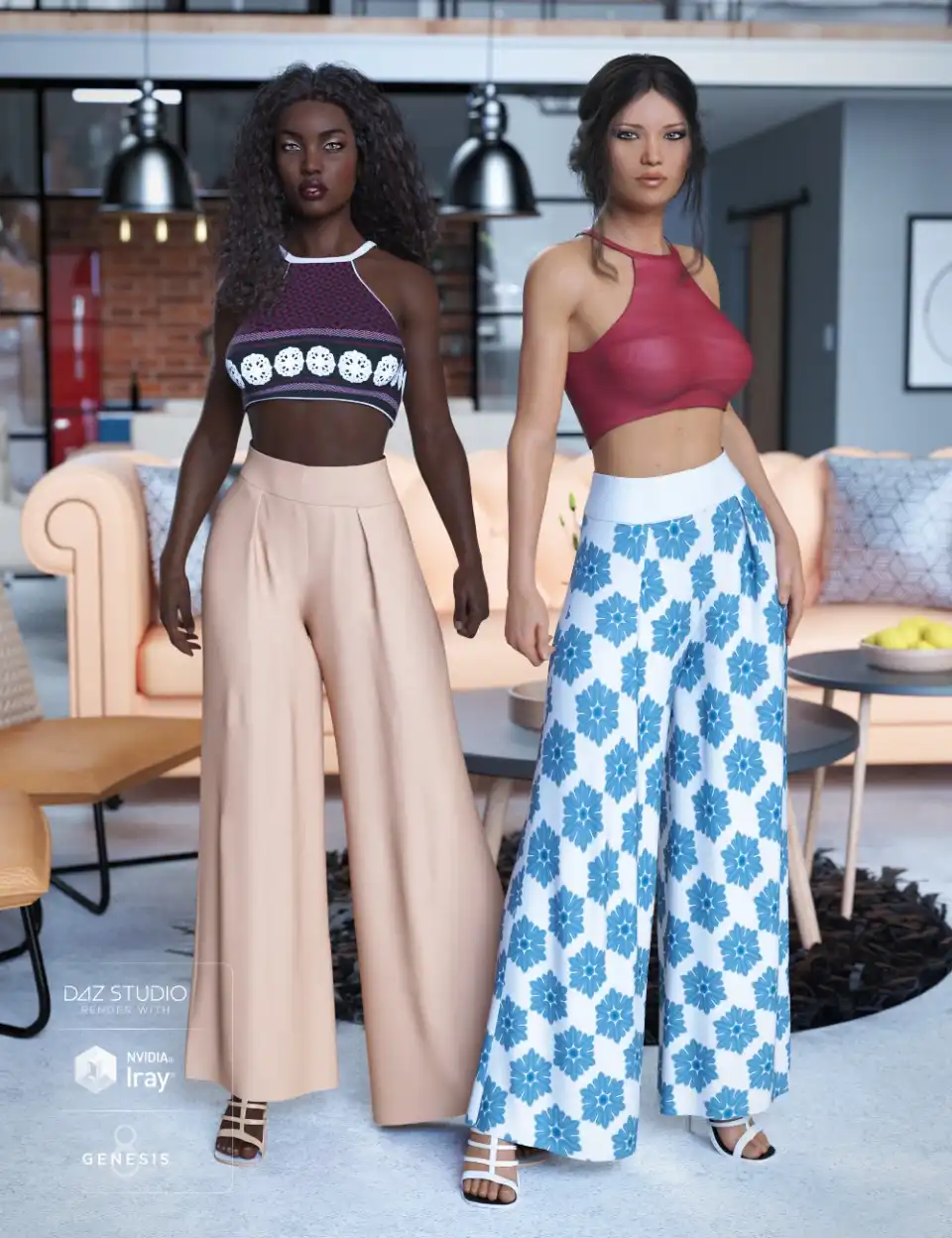dForce Palazzo Pants Outfit Textures_DAZ3D下载站
