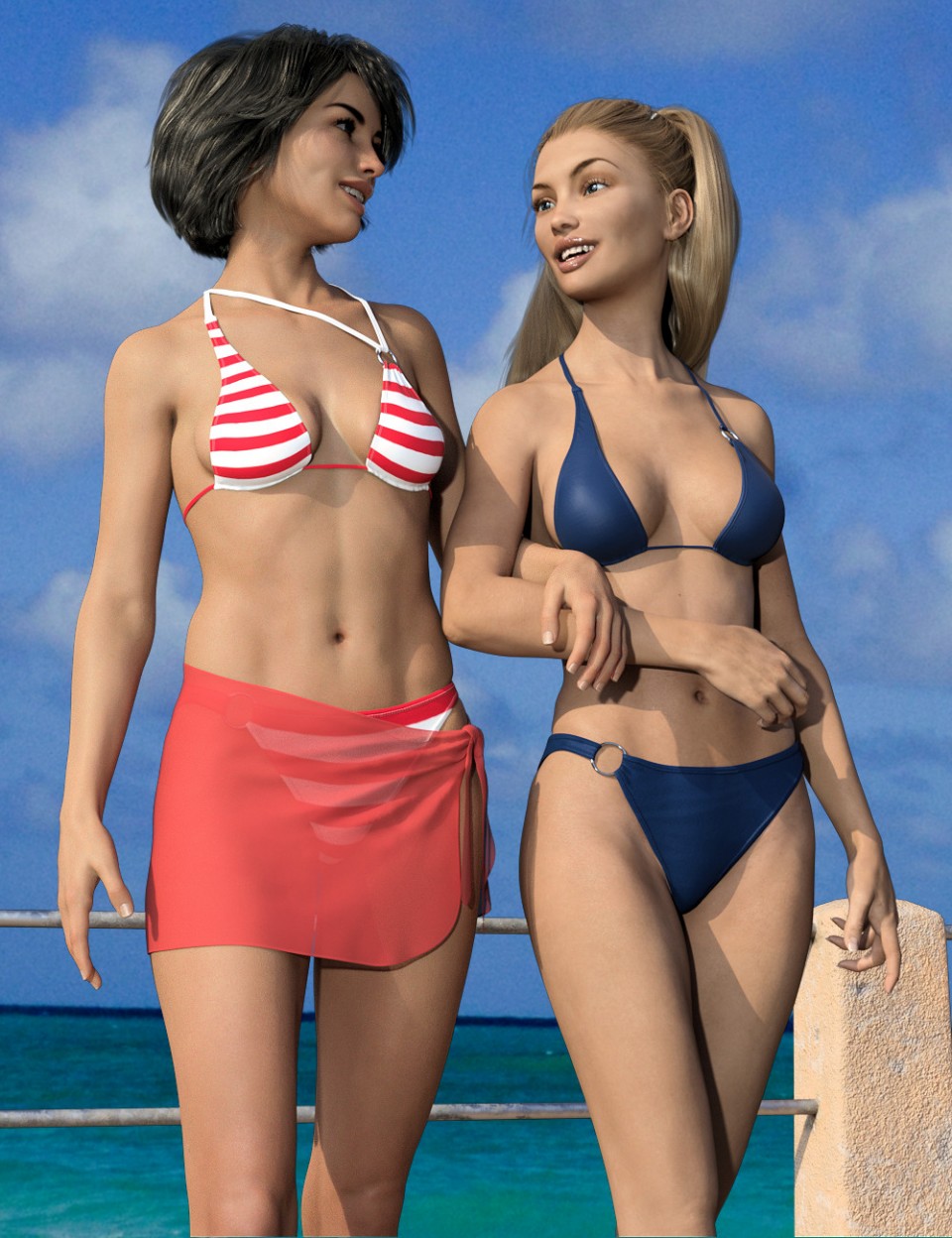 dForce RealFit Ring Bikini & Wrap for Genesis 3 and 8 Female(s)_DAZ3D下载站