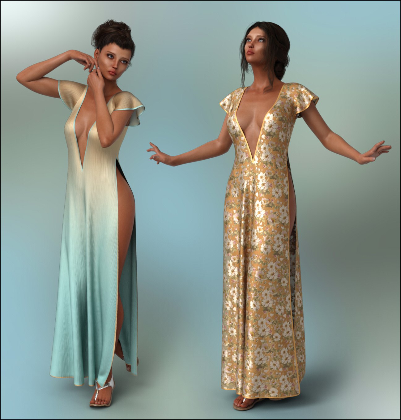 dForce – Romance Dress for G8F_DAZ3D下载站