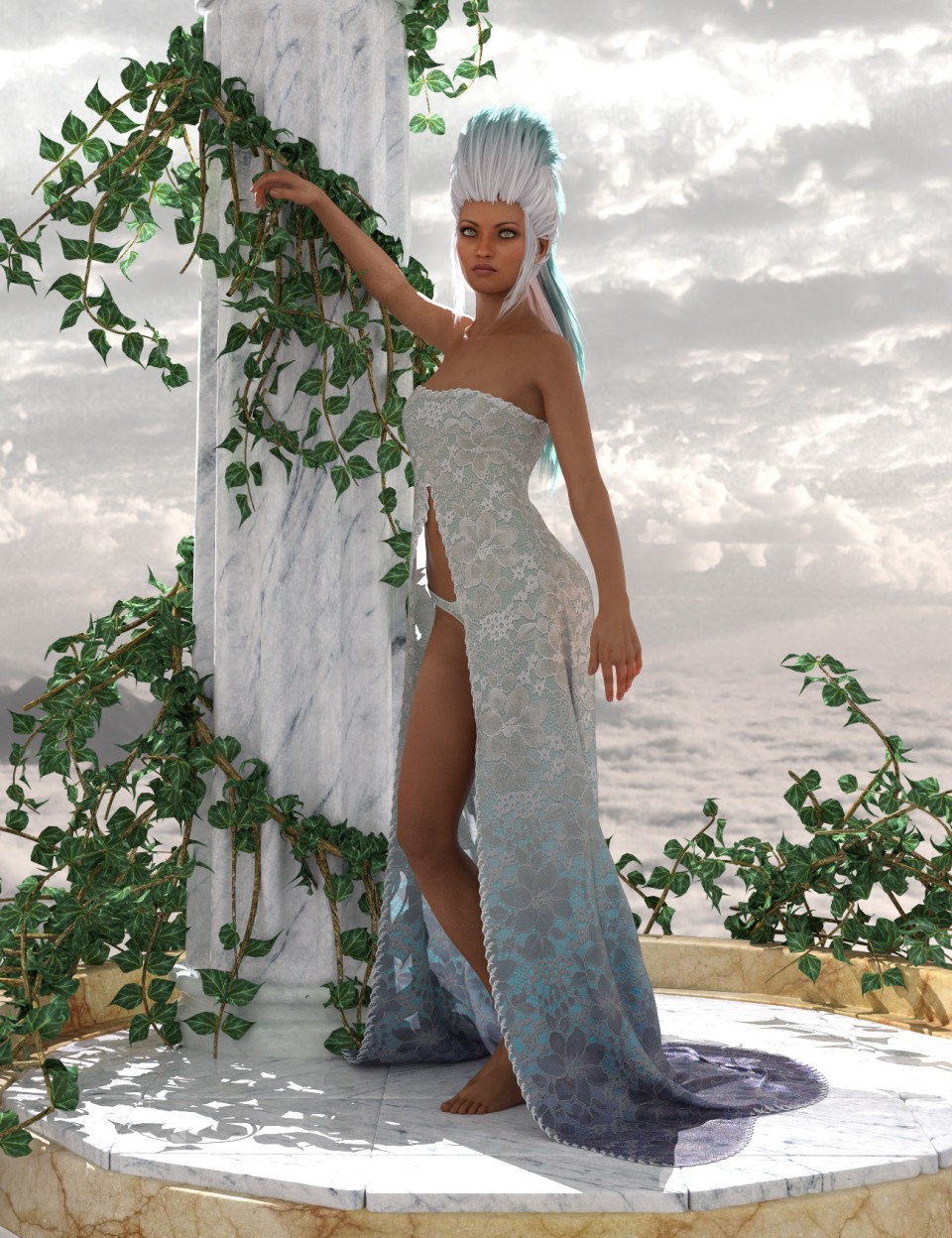 dForce Romantic Dress Outfit for Genesis 8 Female_DAZ3D下载站